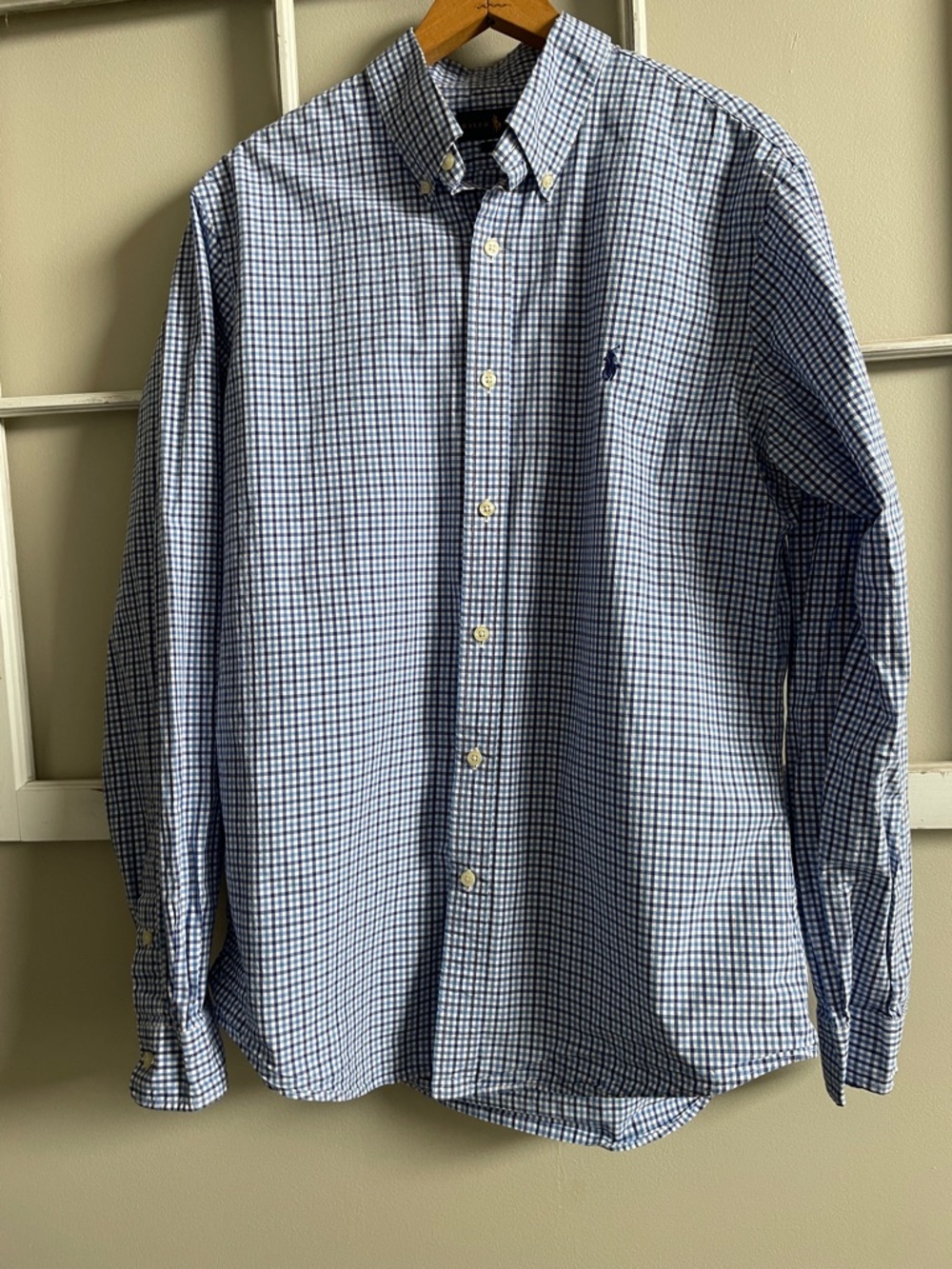 Ralph Lauren Navy and White Gingham Button-Down Shirt